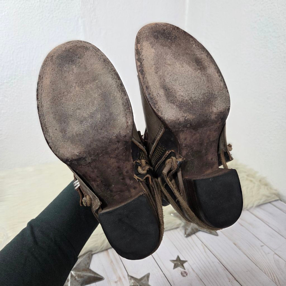 Freebird Crue Ankle boots grey multi light taupe strappy leather booties women 7 Freebird Crue Ankle boots grey multi light taupe strappy leather booties women 7